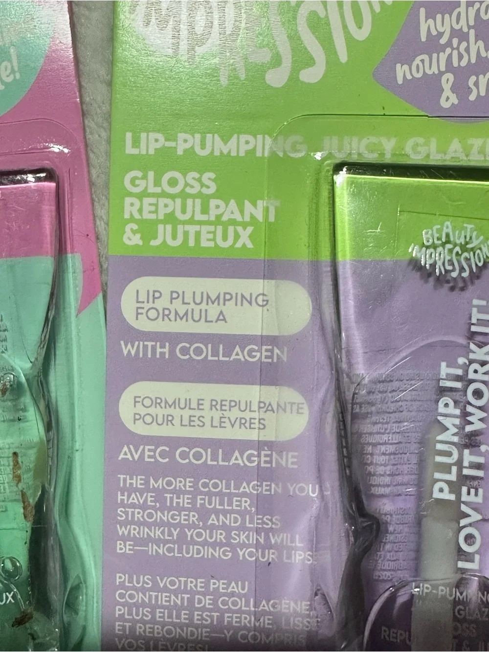 Beauty Impressions Lip Pumping Juicy Glaze Gloss 2pc Set Vitamin E Collagen